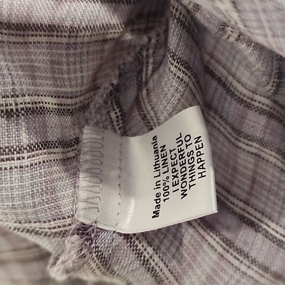 P.1 Flax 100% Linen Lavendar Plaid Tank S - Picture 3 of 3